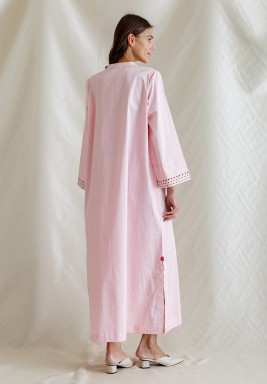 Pink Hand Embroidered Cotton Kaftan