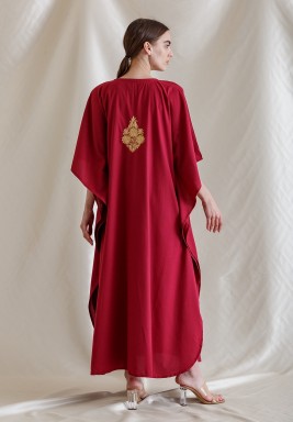 Maroon Embroidered Kaftan