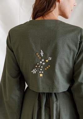 Olive Front Tie Kimono Kaftan 