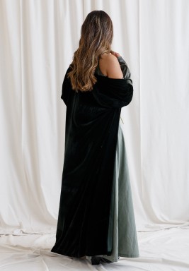 Green Velvet Bisht Set 