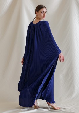 Navy Blue Pleated Dress
