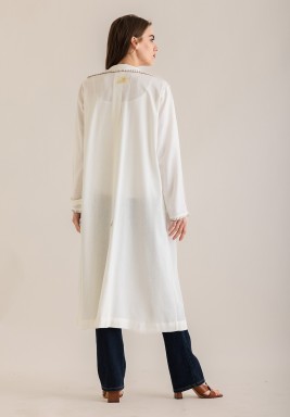 White Jacket with Brown Stitches