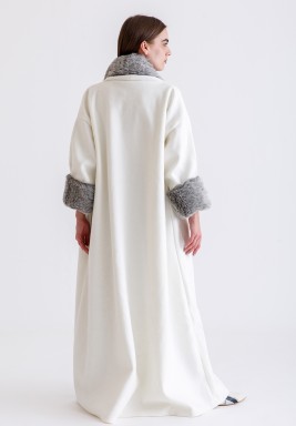 White Bisht With Grey Fur