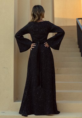 Black Sparkle Dress with Belt 