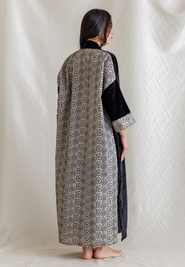 Black Bisht and Dress Set