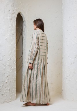 Beige Double Shoulder Applique Kaftan