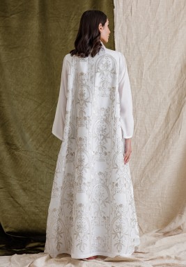White Floral Embroidered Kaftan