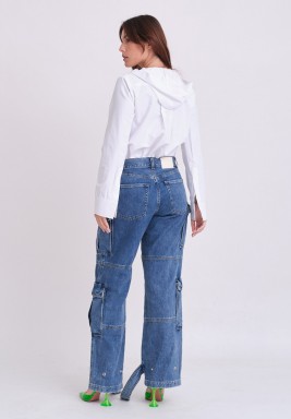 White Hooded Shirt Bodysuit