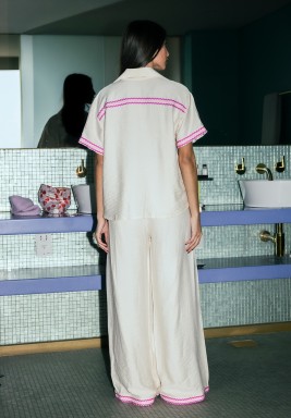 Cream Linin Top and Pants Set 