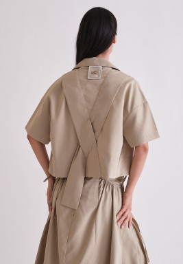 Beige Two Piece Skirt Set