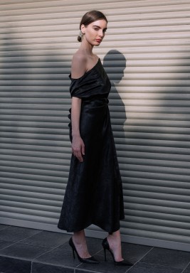 Long Black Paisley Wrap Dress