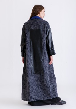 Grey Bisht With Electric Blue