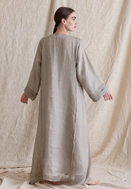 Beige Embroidered Classic Royal Kaftan