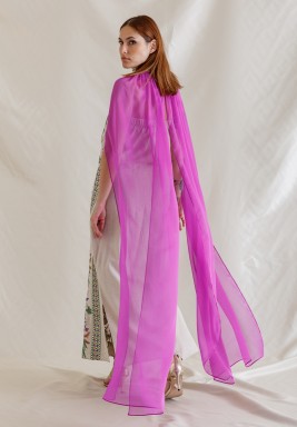 Purple Cape Fitted Dress 