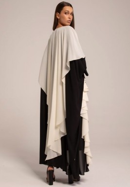 Two-Toned Georgette Frill Layered Abaya