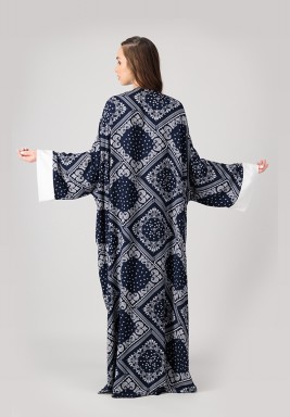 Classic Abaya cut with Belt in Printed Paisley Rayon 