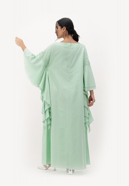 Green Linen Long Sleeves Kaftan 