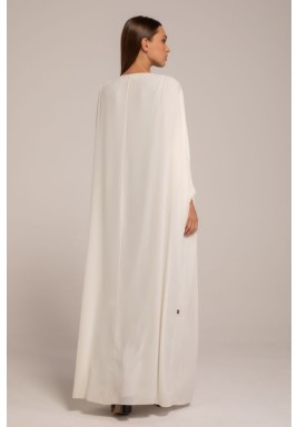 White Draw String Sleeves Abaya