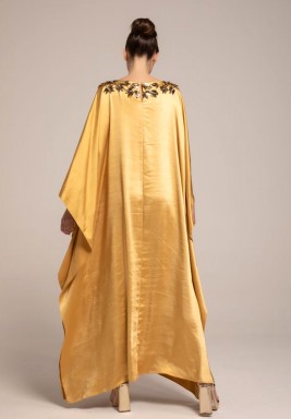 Sahara Sun Golden Embellished Neck Kaftan 