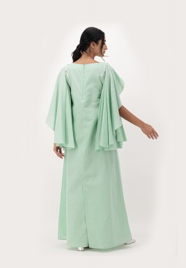 Green Linen Maxi Dress 
