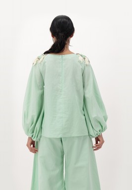 Green Linen Top