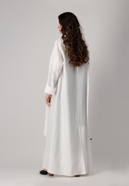 White Ruffled Jacket Abaya