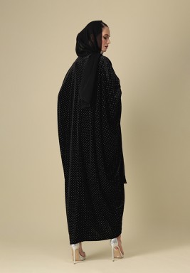 Black Mariposa Velvet Abaya 