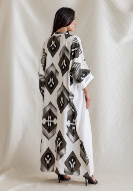 White & Black Folk Prints Kaftan