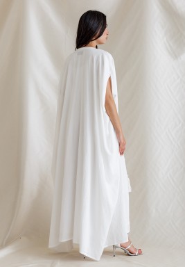 White Pearls Dress & Bisht Set