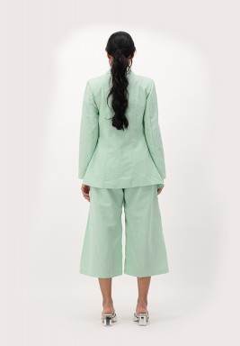 Green Cropped Linen Pants