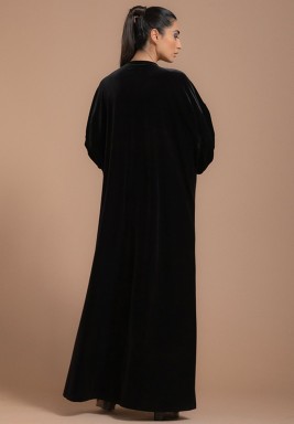 Mariposa Black & Silver Stud Velvet Abaya