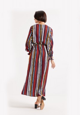 Striped Plunge Maxi Dress