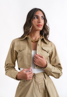 Beige Cropped Jacket