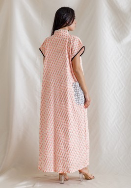 Orange Leaf Indian Pattern Kaftan