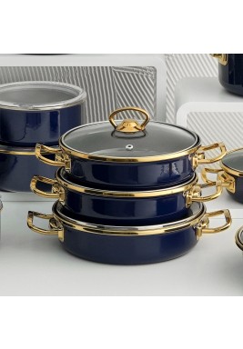 Karaca Piraye Enamel Cookware Navy Blue Set 3 Pieces