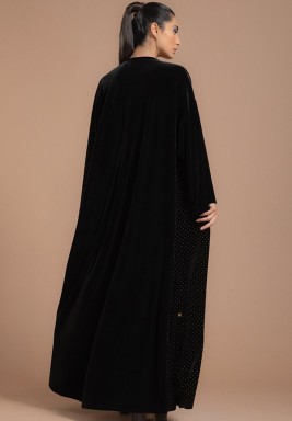 Classic Two-Toned Velvet Abaya