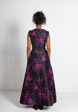 Super Pink Floral Jacquard Dress