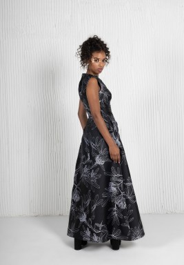 Black Lunar Rock Floral Jacquard Dress