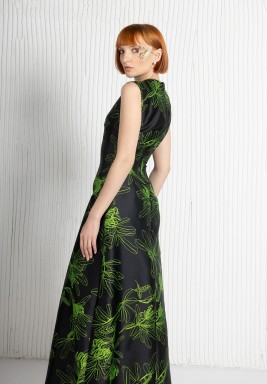 Lime Punch Floral Jacquard Dress
