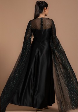 Black Oversized Sleeves Tulle Top 