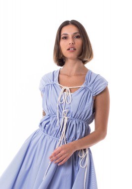 Blue Striped Greek Goddess Dress
