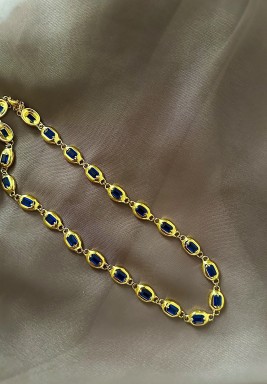 Gold Sapphire Links Necklace