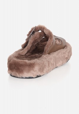 Taupe Fur Slipper 
