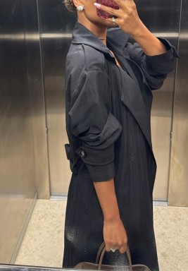 Black Trench Coat & Dress Set