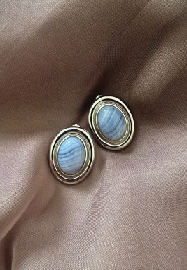 Silver Blue Lace Agate Earrings