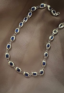Silver Sapphire Links Necklace