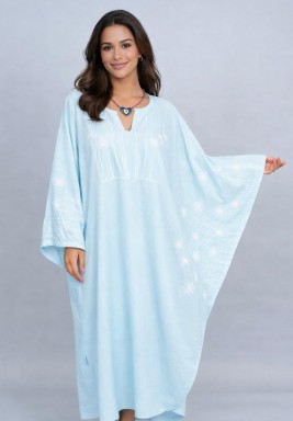 Light Turquiose Embroidered Kaftan