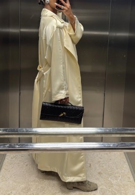 Butter Yellow Dress with Trench Coat Set 