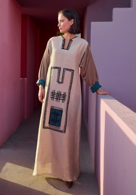 Velvet Sleeves Embroidered Kaftan