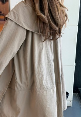 Hooded Khaki Trench Jacket